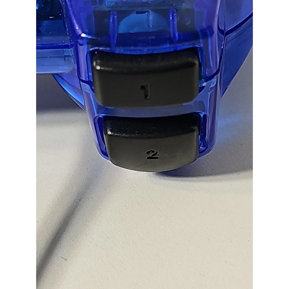 PS2 Wired Replacement Controller Transparent Blue For PlayStation 2 Tested Works